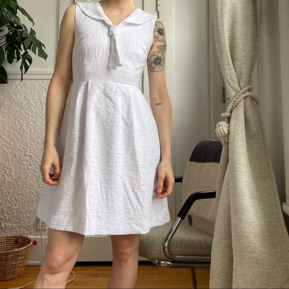 Birds of North America white sailor collar dress